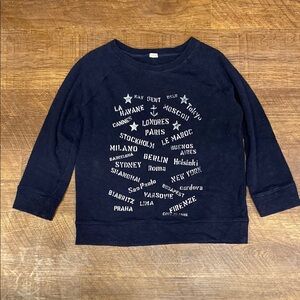 J. Crew Dark Blue Knit Sweater with City Graphic